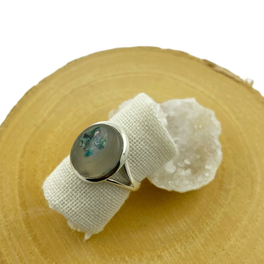 anillo aquaprasa natural pieza única plata