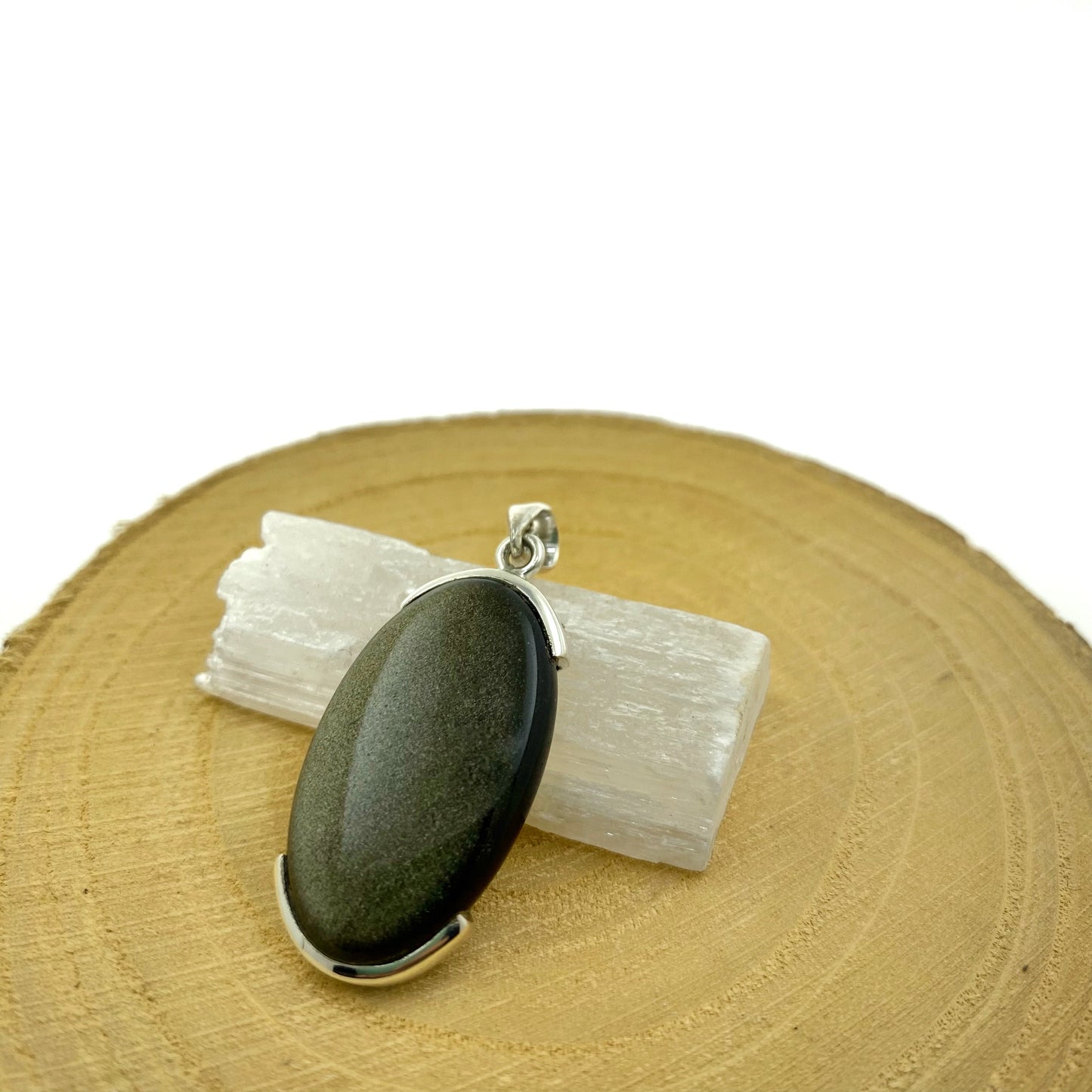 Colgante de obsidiana dorada natural en plata