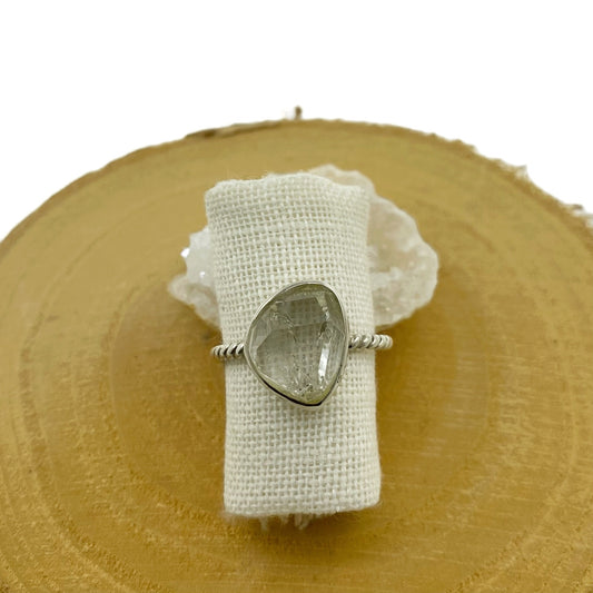 anillo herkimer natural pieza única plata