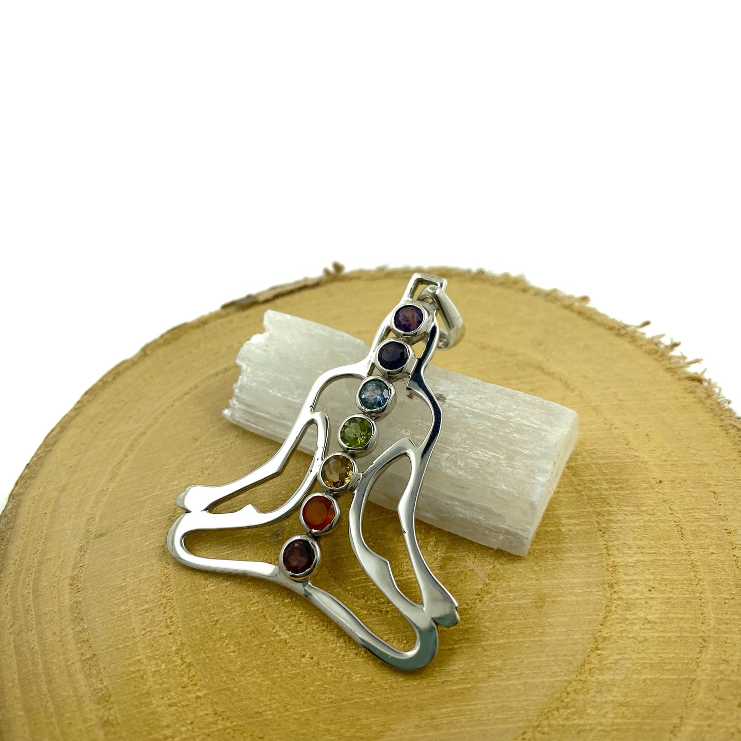 Colgante Buda de los 7 chakras en plata