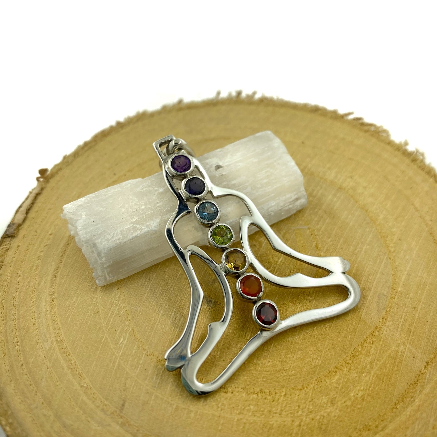 Colgante Buda de los 7 chakras en plata