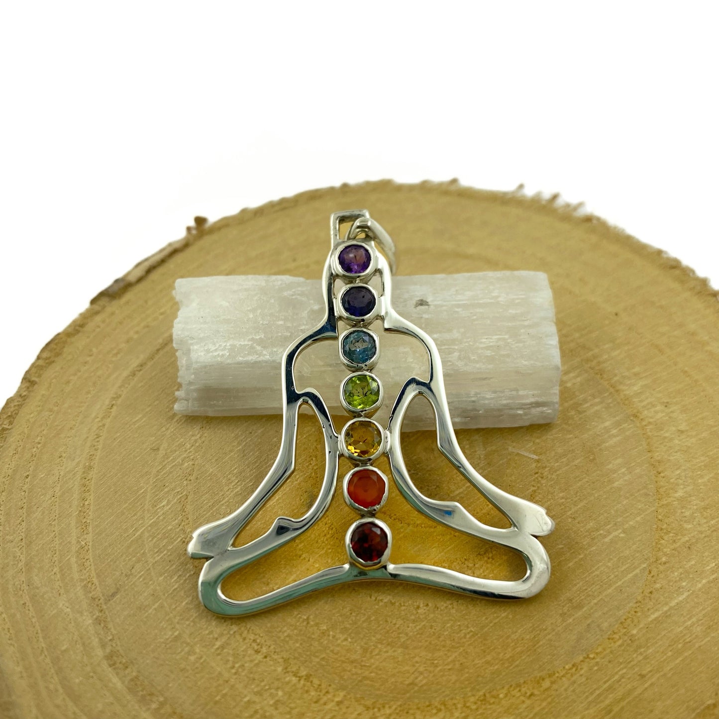 Colgante Buda de los 7 chakras en plata