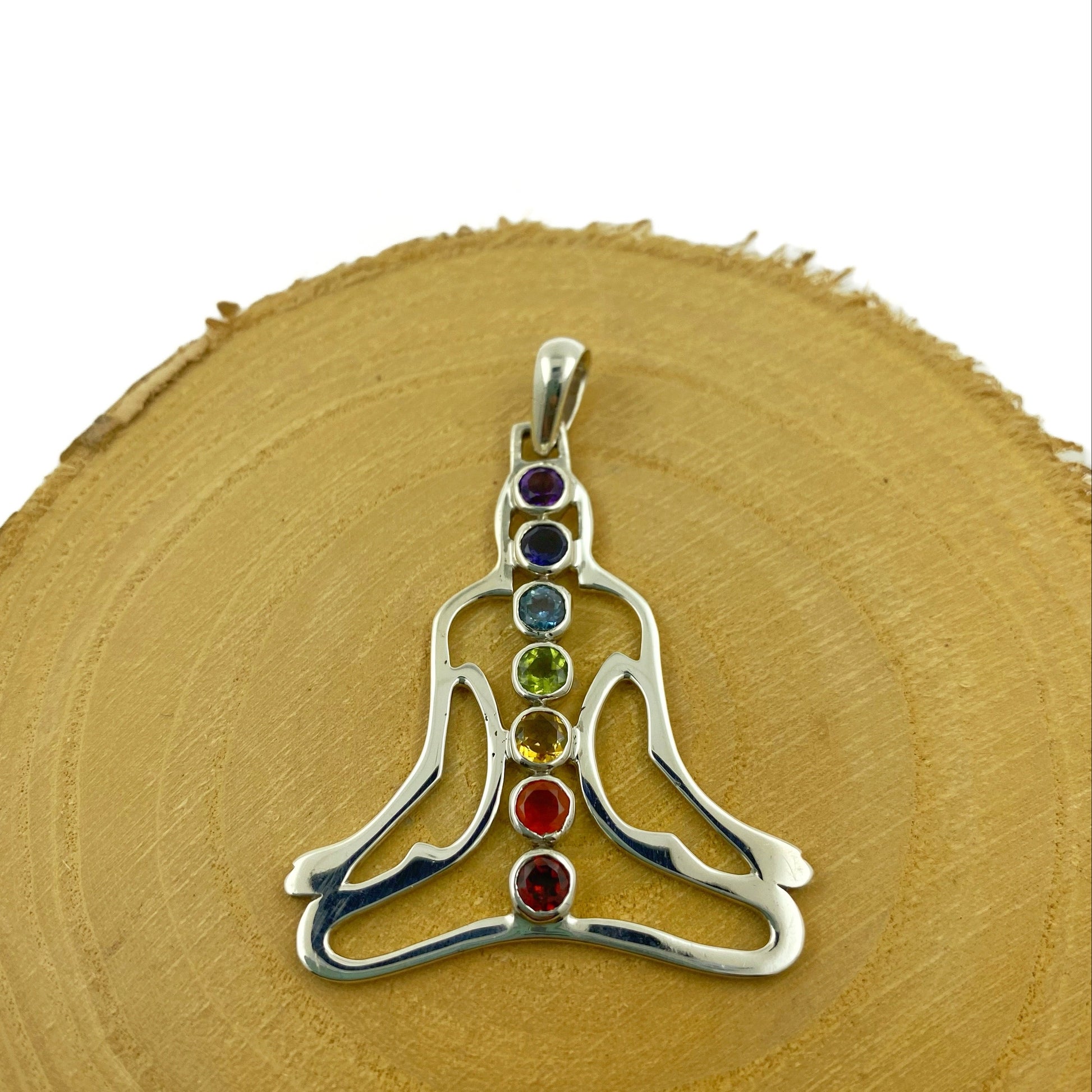 Colgante Buda de los 7 chakras en plata