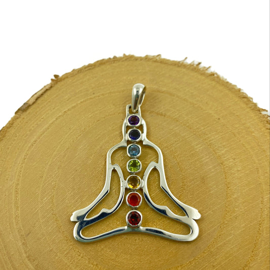 Colgante Buda de los 7 chakras en plata
