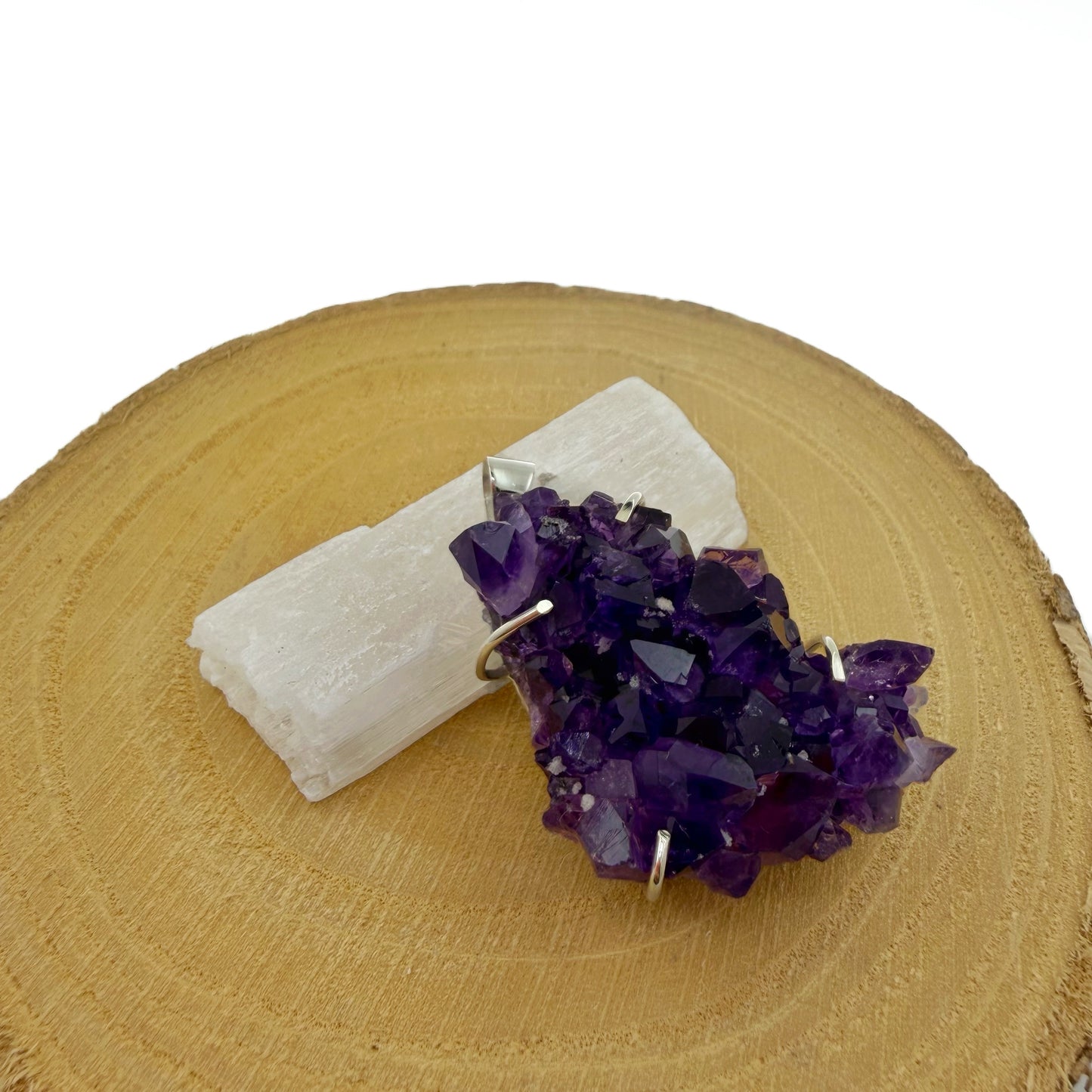 colgante drusa amatista natural pieza única plata