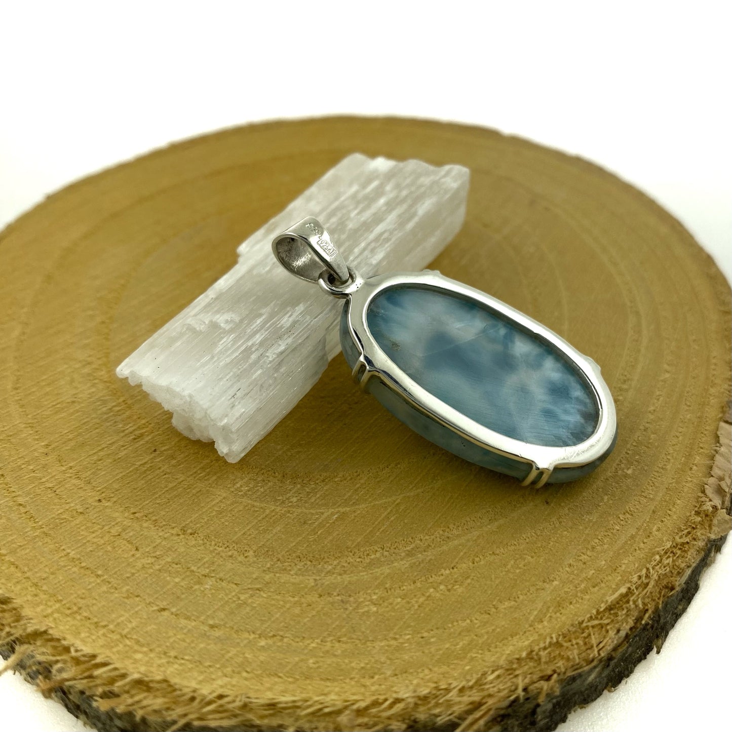 colgante larimar pulido plata