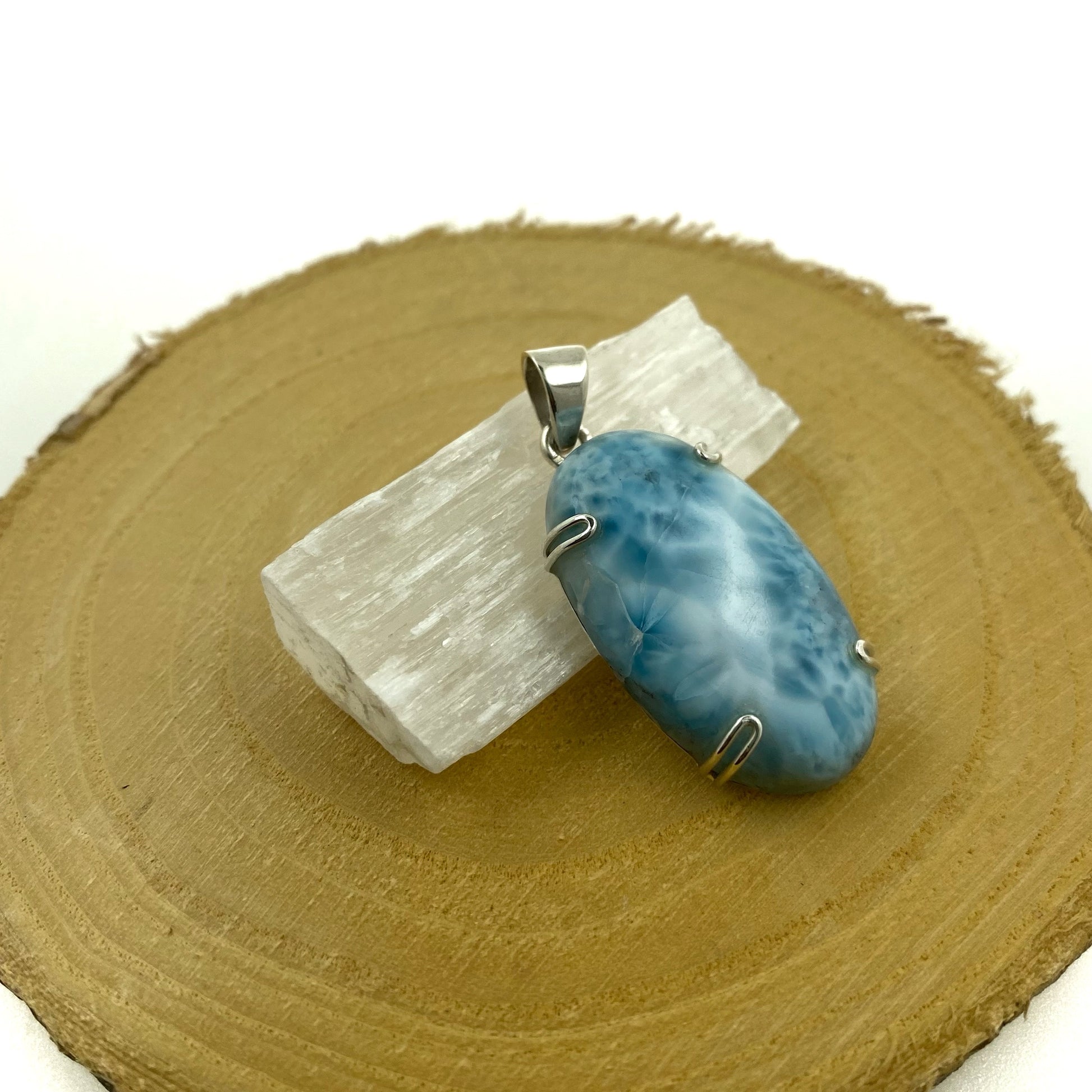 colgante larimar pulido plata