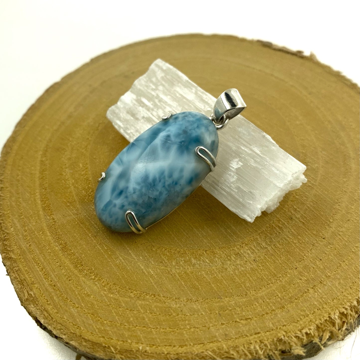 colgante larimar pulido plata