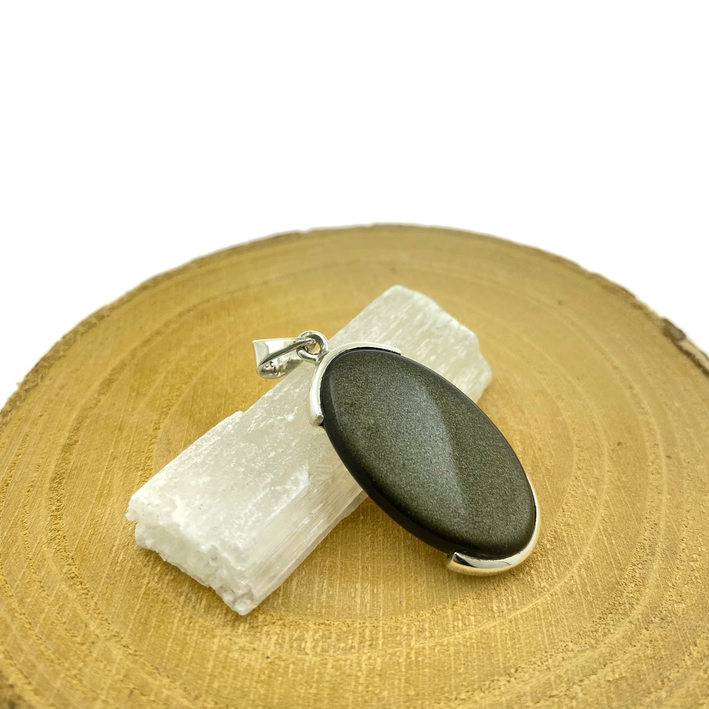 Colgante de obsidiana dorada natural en plata