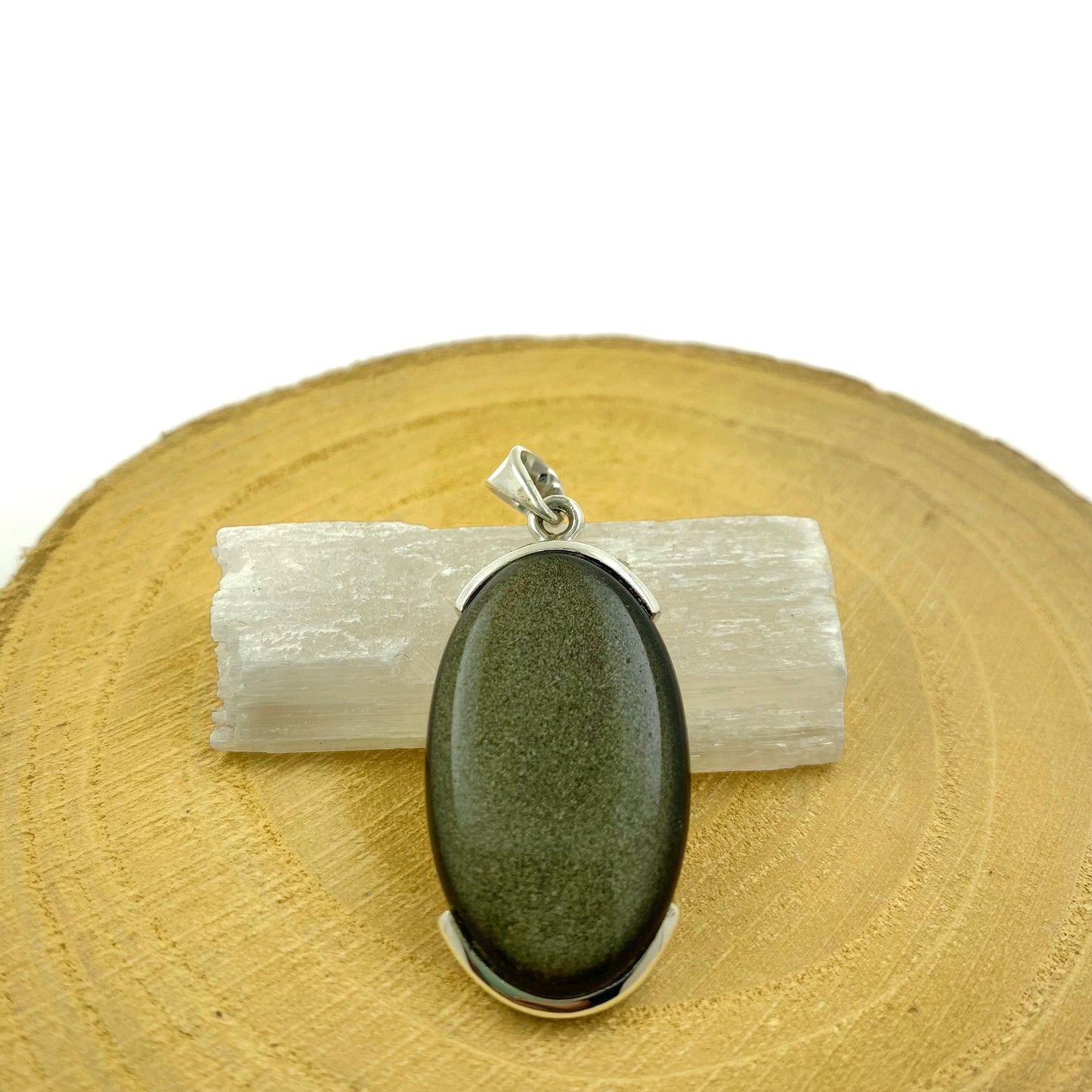 Colgante de obsidiana dorada natural en plata