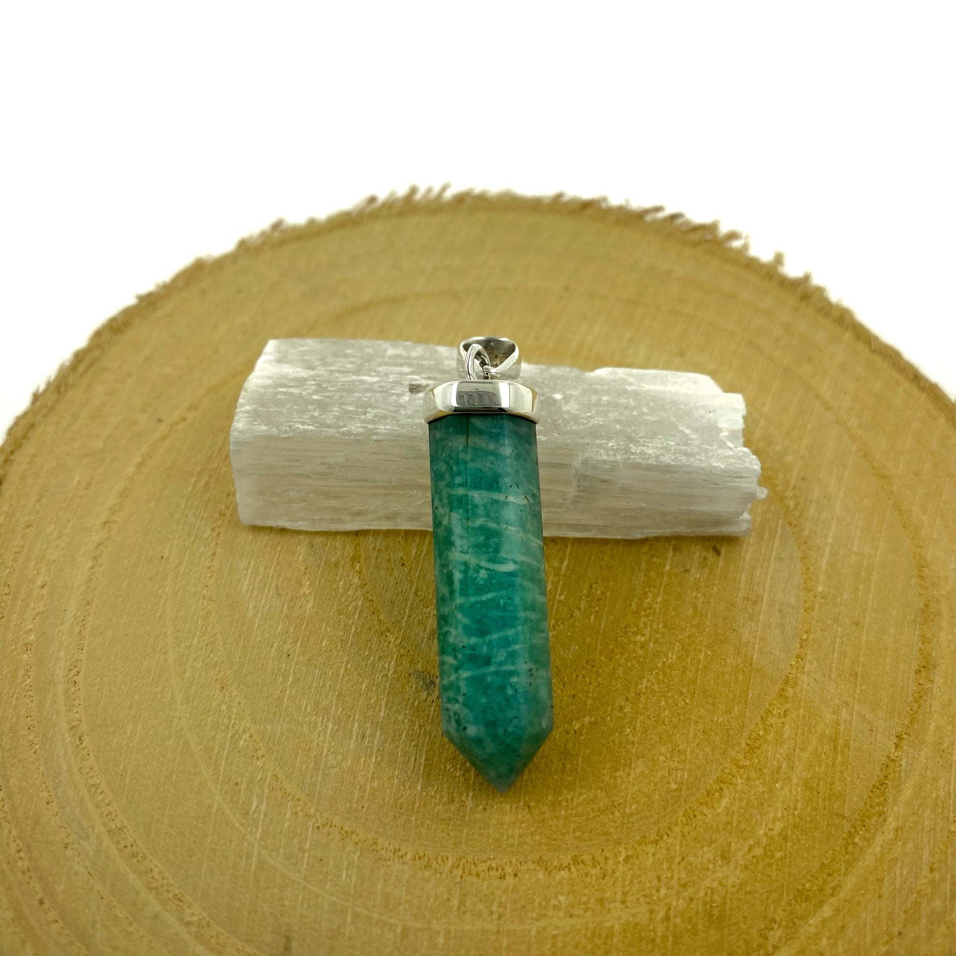colgante punta amazonita natural pieza única plata